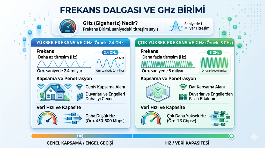 Frekans dalgası GHz birimi görsel açıklama
